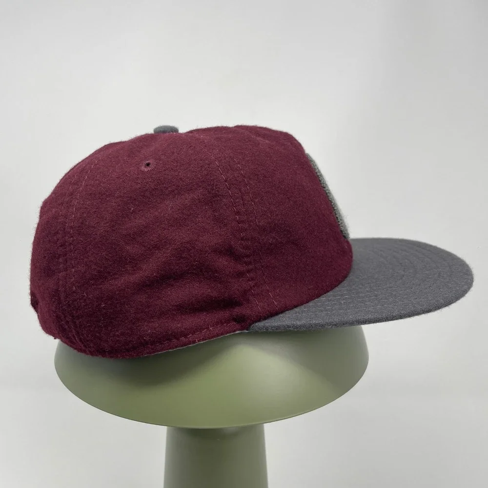Converse All Star Wool Blend Strapback Hat Maroon Grey Chenille C Patch OSFM